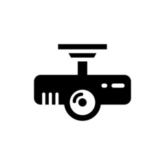Vehicle dvr camera icon in black flat design on white background, sign for mobile concept and web design, Hd dvr recorder outline vector icon, Symbol, logo illustration, Vector graphics