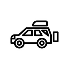 Suv car vector icon in line art design on white background, sign for mobile concept and web design, Military vehicle glyph icon, Transportation symbol, logo illustration, Vector graphics