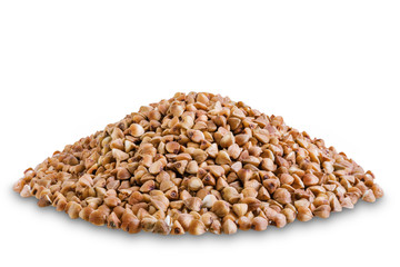 Dried Buckwheat porridge on a white isolated background