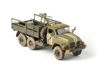 Model of a military truck on a white background