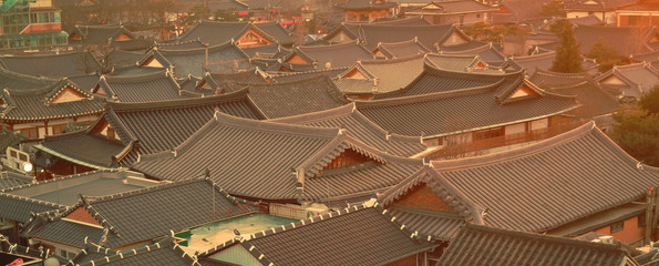 Korean Traditional Houses Roofs from a far