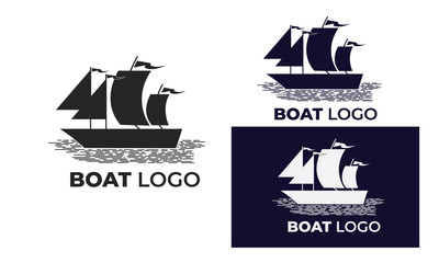 boat logo with style modern , can also be used yacht logo ,sailboat logo , beneteau , fishing boat, surfing 