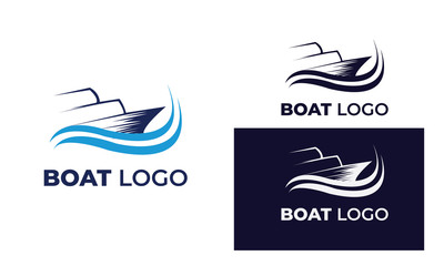 boat logo with style modern , can also be used yacht logo ,sailboat logo , beneteau , fishing boat, surfing 
