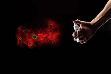coronavirus and antiseptic spray against the virus