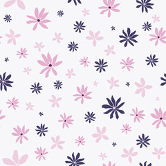 Seamless floral pattern with plants. Vector abstract flowers leaves background for case, cover, fabric, interior decor.