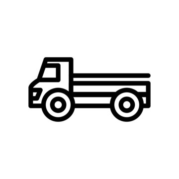 Pickup truck vector icon in outline style on white background, Transportation, auto filled flat sign for mobile concept and web design, Symbol, logo illustration