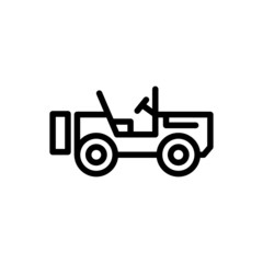 Military off road vehicle icon vector in outline style on white background, filled flat sign, solid pictogram isolated on white, Symbol, logo illustration