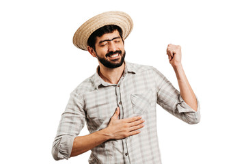 Brazilian man wearing traditional clothes for Festa Junina - June festival