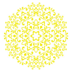 Elegant vector element for design in Eastern style. . Floral yellow circle