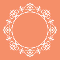 Decorative frame Elegant vector element for design in Eastern style, place for text. Floral pink border. Lace illustration for invitations and greeting cards