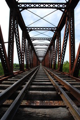iron bridge with train track