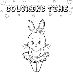 Obraz na płótnie Canvas cute dancing bunny drawing for coloring