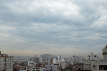 view of the city on a cloudy day