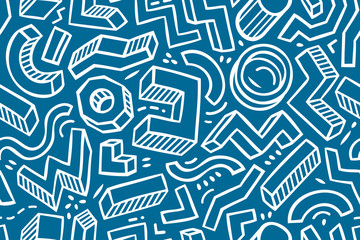 Seamless pattern sketch. Hand-drawn geometric background vector illustration