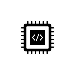 Embedding icon vector in black solid flat design icon isolated on white background