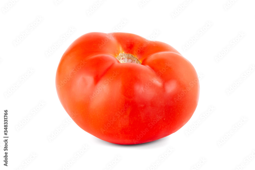 Wall mural red ripe tomato isolated on white background