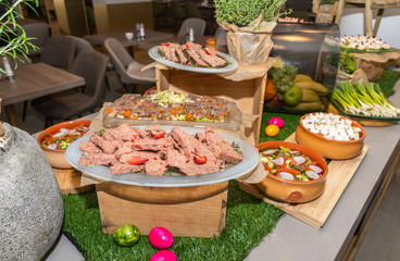 Food Buffet Catering Dining Eating Party Sharing Concept, Easter brunch buffet in a hotel or event