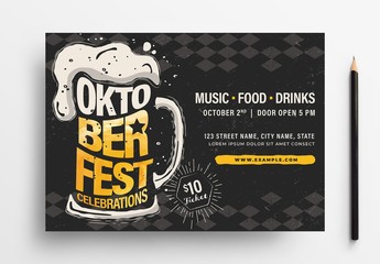 Black Oktoberfest Flyer Layout with Beer Illustration