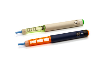 insuline pen, injector pen on white background. isolated