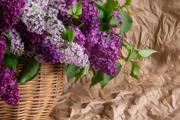 lilac flowers in a basket