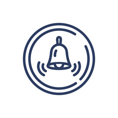 Ringing bell thin line icon. Alarm clock, notification, reminder, jingle isolated outline sign. Time management or planning concept. Vector illustration symbol element for web design and apps