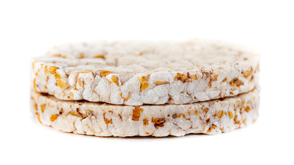 Corn crackers isolated on white background, Healthy snack