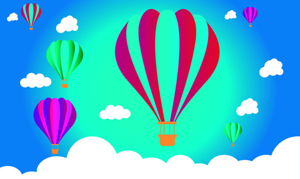 Colorful Balloons, In The Blue Sky.