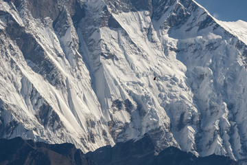 Mountain wallpaper. The majestic and dangerous Lhotse wall. Sightseeing helicopter. Himalayas, Nepal