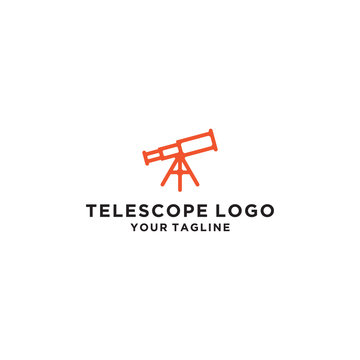 Telescope logo line stile vector design template