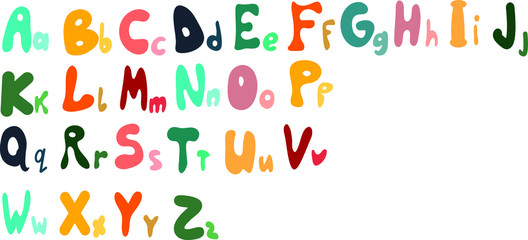 Colorful child hand draw alphabet. Vector stock 