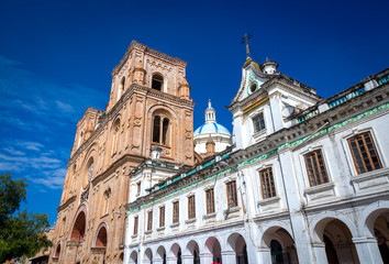 Cathedral of la Inmaculada Concepción, in downtown Cuenca, UNESCO World heritage site, Ecuador, on...