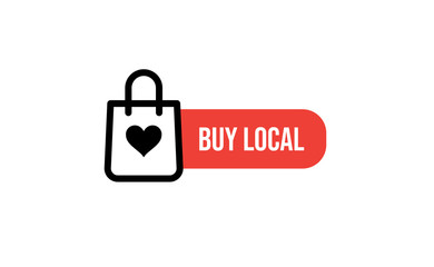 Buy local, support small business sticker. Popular Social Media design. Vector file.