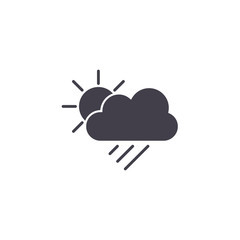 Weather icon. Sun, Cloud and Rain symbol, Vector isolated weather symbol in flat design