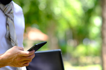businessman using digital tablet