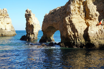 Naklejka premium Ponta da Piedade, a very picturesque coastal stretch in Lagos in the Algarve