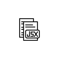 Jsx icon vector in linear, outline icon isolated on white background