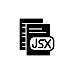 Jsx icon vector in black solid flat design icon isolated on white background