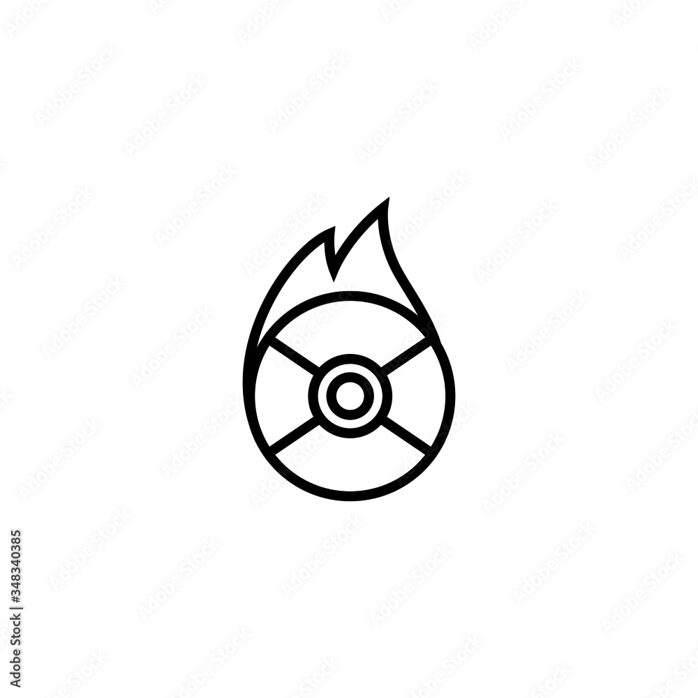 Sticker Cd burn icon vector in linear, outline icon isolated on white background