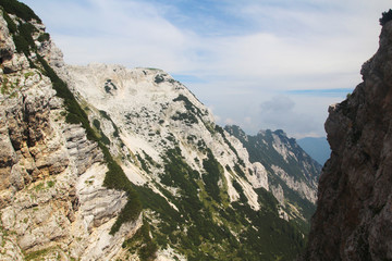 View to Triglav National Park mountains from Mala Mojstrovka peak, Slovenia