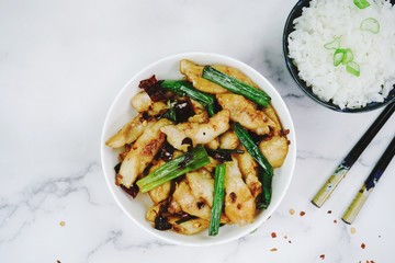 Fish with dry chilli pepper served with jasmine rice