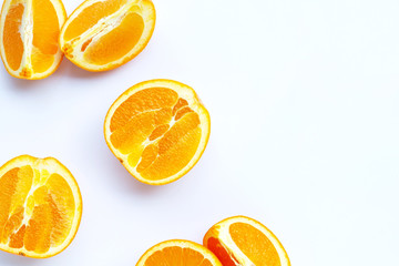 High vitamin C, Juicy and sweet. Fresh orange fruit on white.
