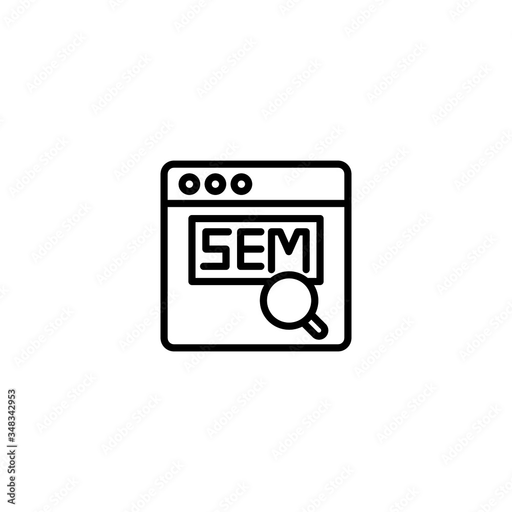 Canvas Prints Sem vector icon in linear, outline icon isolated on white background