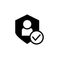 User protection icon vector in black solid flat design icon isolated on white background
