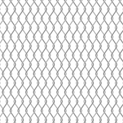 Vector metal chain link fence background. Wire fence pattern isolated on white.	
