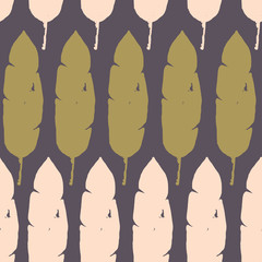 Funky Tropical Vector Seamless Pattern. Feather Banana Leaves Monstera Dandelion Tropical Seamless Pattern. 