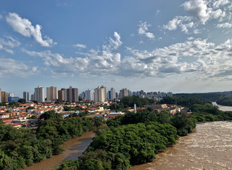 Fototapeta premium Landscape of the city of Piracicaba with its famous river.