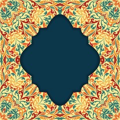 Retro boho floral pattern frame three