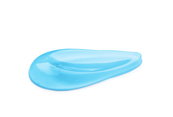 Sample of transparent cosmetic gel on white background