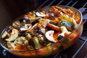 vegetables baked on  baking sheet