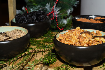 Selection self service continental breakfast buffet display, catering or brunch table food buffet